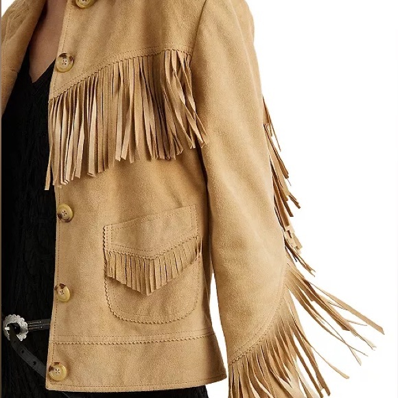New Ralph Lauren Fringe Trim Suede Goat Leather Western Jacket MSRP $705 2X - Picture 6 of 16